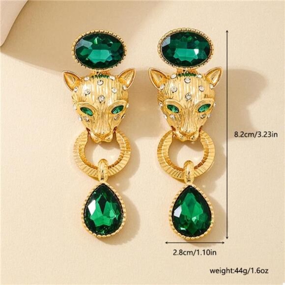 18K Gold-Plated Leopard Teardrop Earrings - Picture 5 of 5